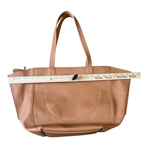 Anthropologie Oversized Tan Faux Leather Bag NWOT - Picture 3 of 5